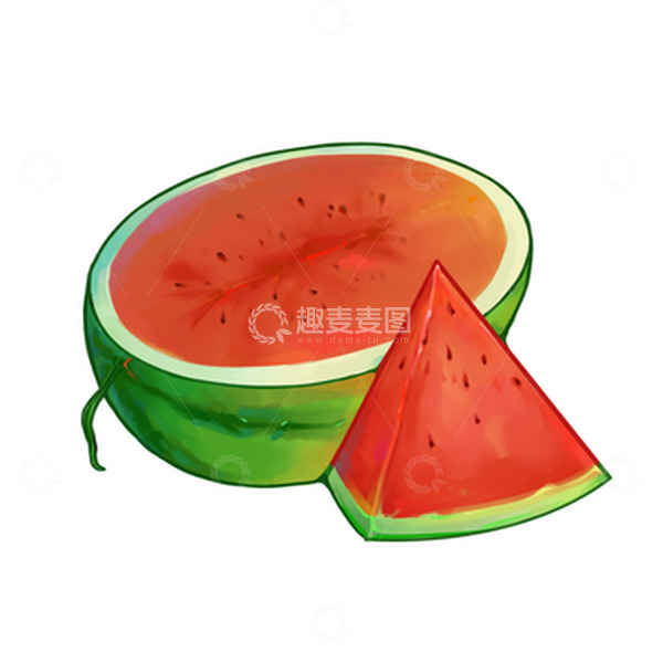 源文件下载【趣麦麦图】-夏日水果西瓜手绘插画