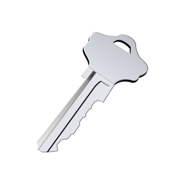 银色逼真铁质开锁钥匙免抠素材