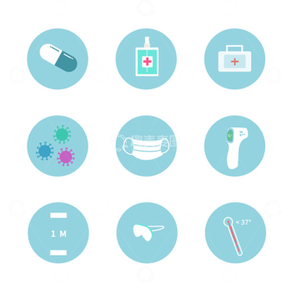 源文件下载【趣麦麦图】-疫情防护抗击疫情矢量图标