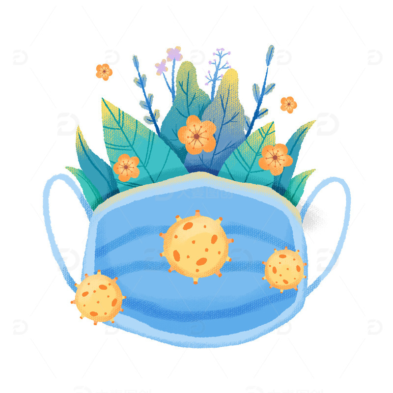 源文件下载【趣麦麦图】-手绘插画抗击疫情防疫口罩素材