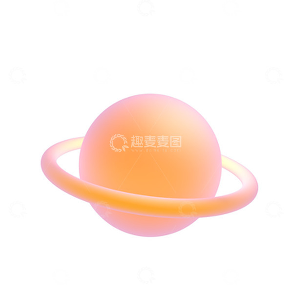 源文件下载【趣麦麦图】-橙粉色浪漫梦幻3D宇宙星球装饰