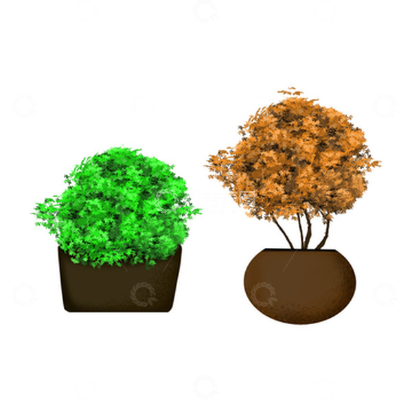 源文件下载【趣麦麦图】植物盆栽手绘元素