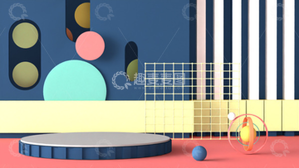 源文件下载【趣麦麦图】C4D马卡龙色系电商舞台背景