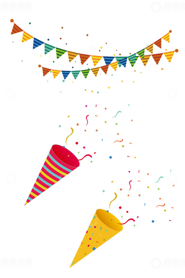 源文件下载【趣麦麦图】卡通花筒礼炮喷射庆祝元素