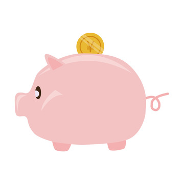 可爱萌萌小猪崽家庭存钱罐卡通插画免抠元素