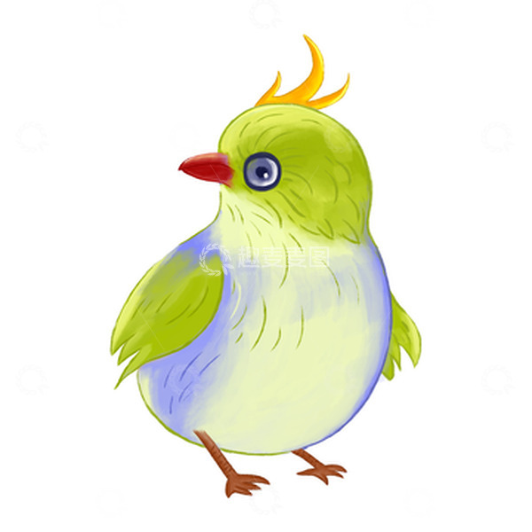 源文件下载【趣麦麦图】翠绿色可爱小呆鸟手绘图
