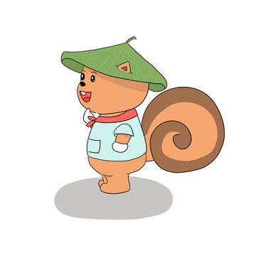 橘色卡通拟人松鼠夏日元素