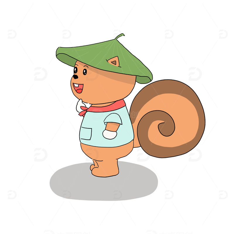 源文件下载【趣麦麦图】橘色卡通拟人松鼠夏日元素