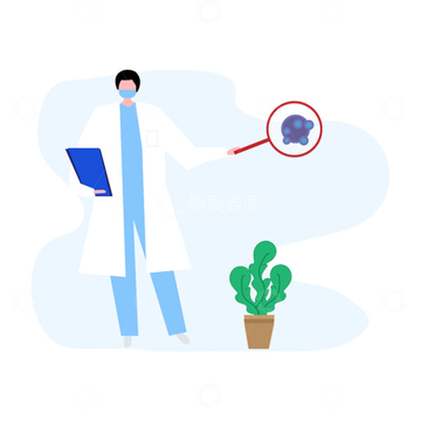 源文件下载【趣麦麦图】蓝色疫情防护扁平风医生插画元素