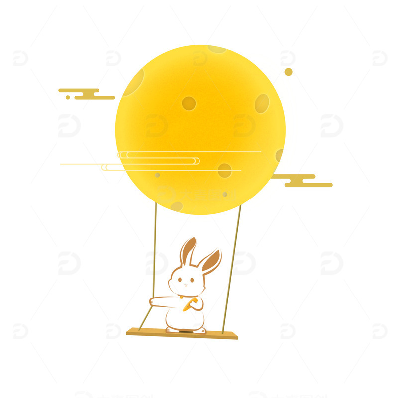 源文件下载【趣麦麦图】手绘中秋月亮兔子
