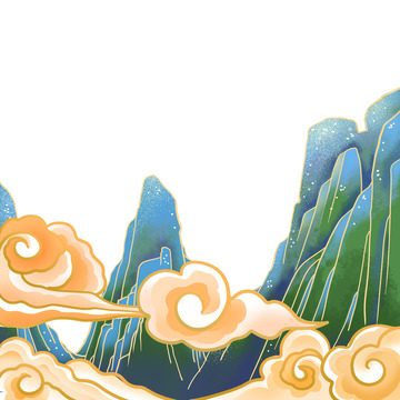 新国风青山祥云元素