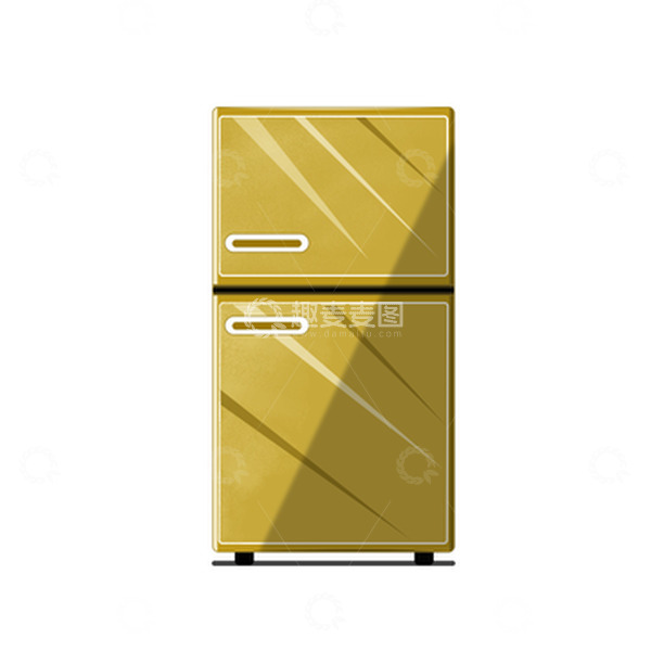 黄色复古小冰箱家电