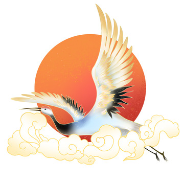 国风仙鹤祥云元素