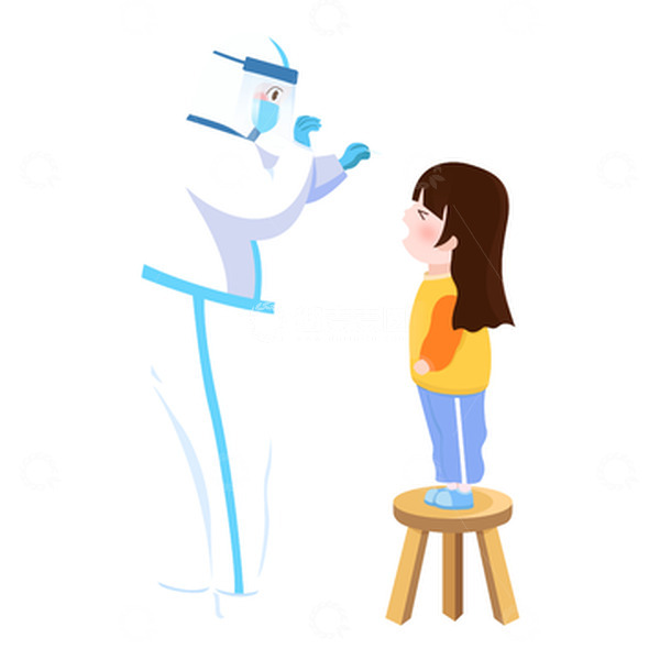 源文件下载【趣麦麦图】蓝色小清新核酸检测疫情防护手绘图