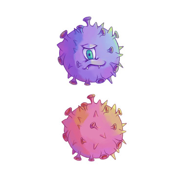 疫情 病毒 卡通 手绘 插画