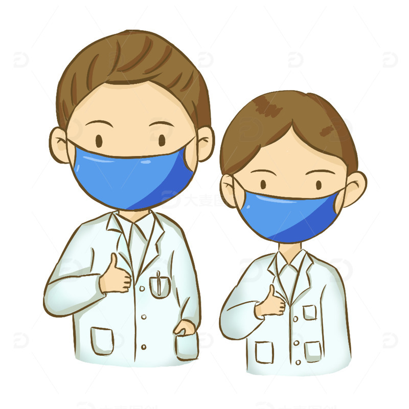 医生戴口罩防护点赞男医生女医生两个人元素