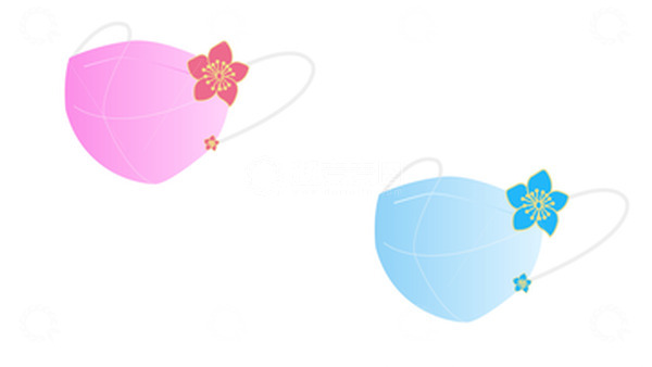 源文件下载【趣麦麦图】渐变-色系花饰防护口罩