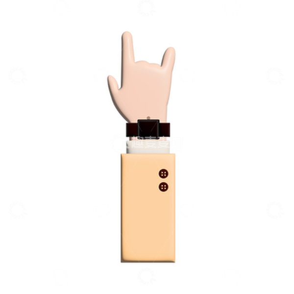 源文件下载【趣麦麦图】立体3D手模型可爱元素手指