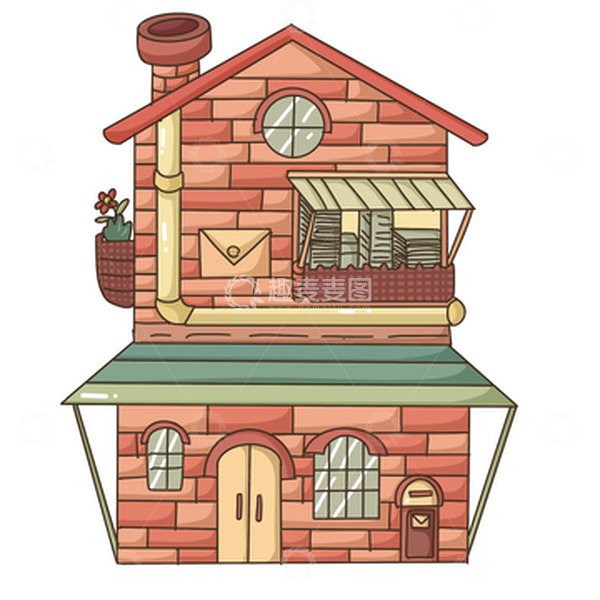 源文件下载【趣麦麦图】橙色小清新房屋手绘图