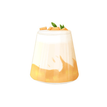 芒果奶昔饮品水彩手绘元素