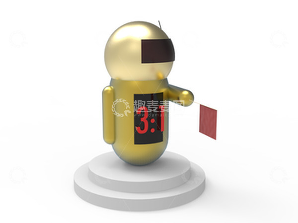 源文件下载【趣麦麦图】3D立体机器人比赛裁判机器人