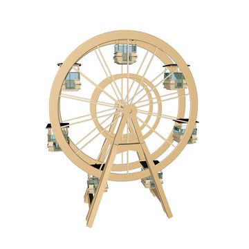 3D立体游乐园摩天轮元素模型
