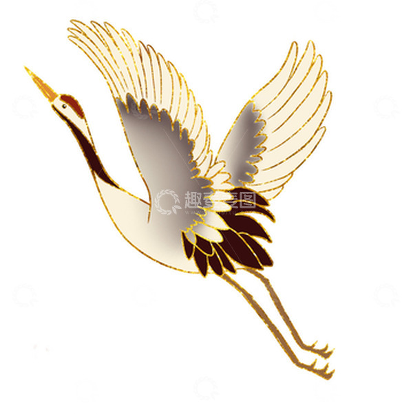 源文件下载【趣麦麦图】金箔中国风仙鹤中秋精品素材手绘图