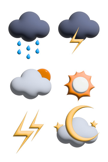 3D卡通手绘立体天气图标元素