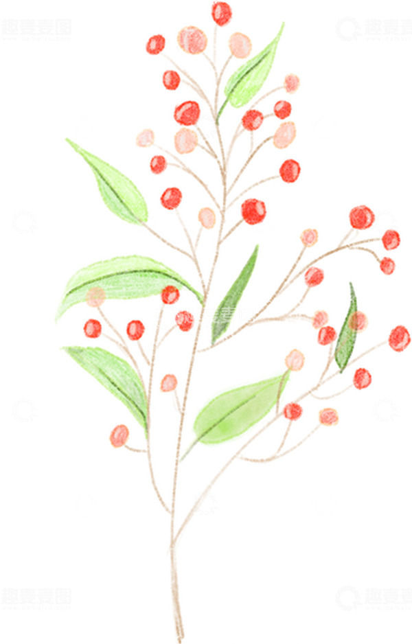 源文件下载【趣麦麦图】绿色红色清新自然手绘红果果
