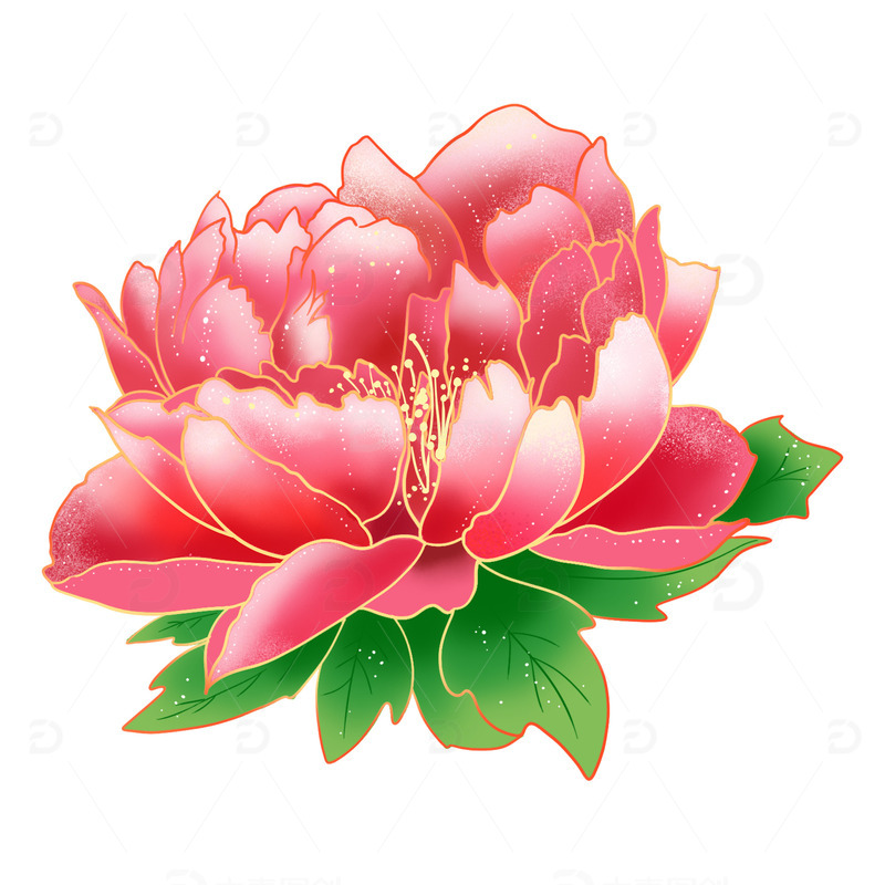 源文件下载【趣麦麦图】国风牡丹花元素