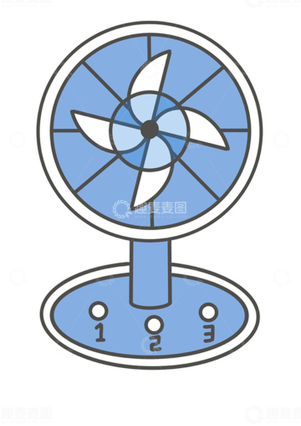 蓝色清新桌面电风扇元素