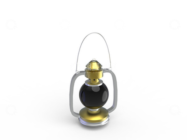 源文件下载【趣麦麦图】金色3D立体马灯手提灯