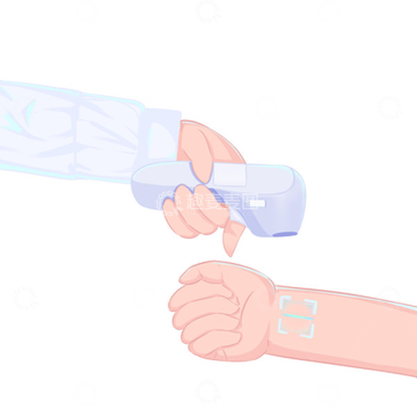 源文件下载【趣麦麦图】疫情医护体温枪测量体温手腕