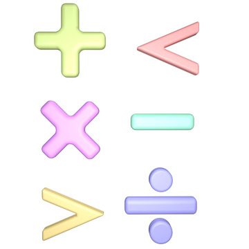 C4D卡通数字符号加减乘除3d立体元素