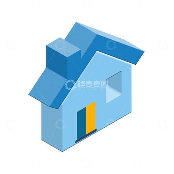 源文件下载【趣麦麦图】蓝色科技房子房屋手绘3D立体元素免扣素材