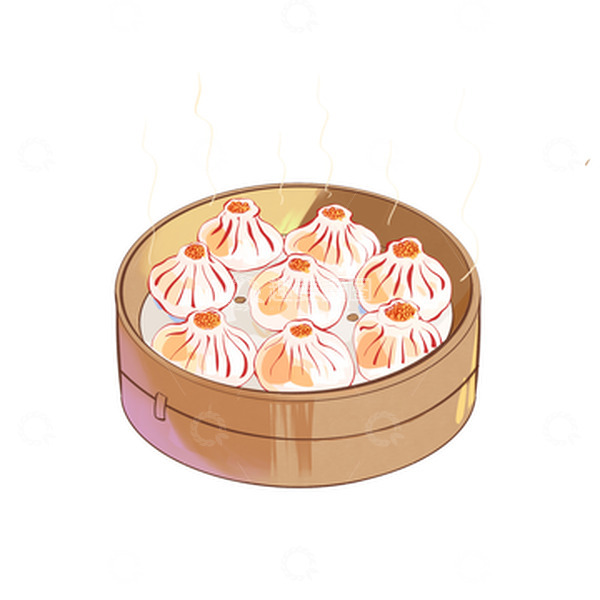源文件下载【趣麦麦图】彩色蟹黄汤包上海小笼包美食手绘图