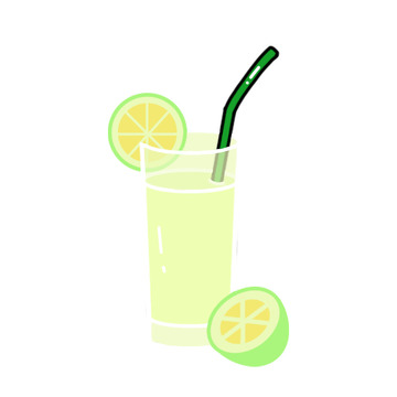 青绿色简约夏日青柠饮品手绘图