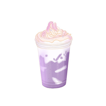 紫色芋泥波波牛乳奶茶美食饮品手绘图