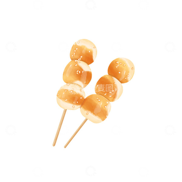 源文件下载【趣麦麦图】酱油糯米丸子手绘美食插画元素