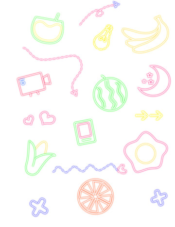 彩色霓虹灯灯牌发光箭头水果直播海报元素