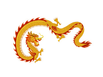 金黄色中国龙手绘元素