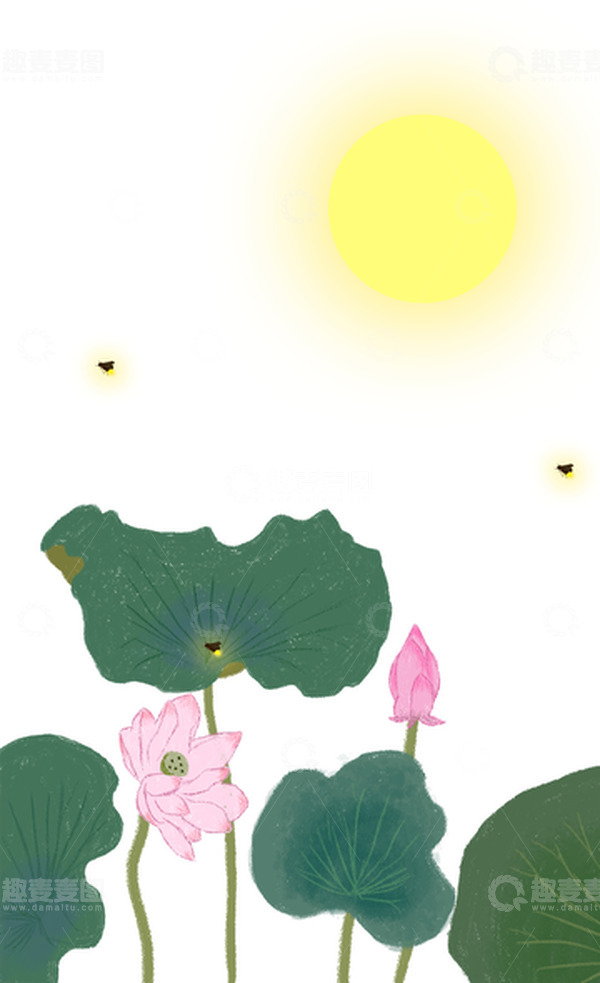 源文件下载【趣麦麦图】荷塘月色免抠元素