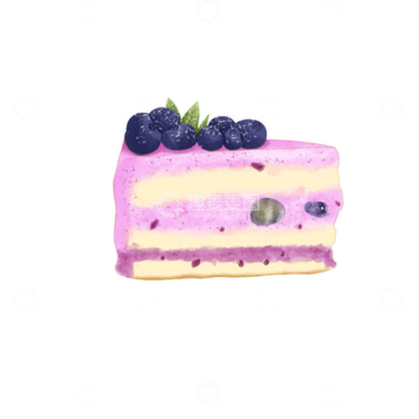 源文件下载【趣麦麦图】蓝莓切块蛋糕美食插画手绘元素
