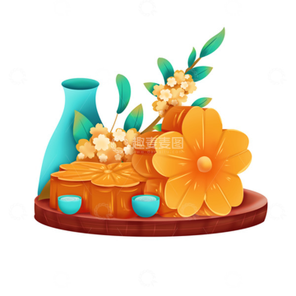 源文件下载【趣麦麦图】手绘秋天美食桂花糕装饰元素