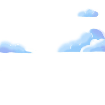 蓝色小清新漫画云朵手绘图