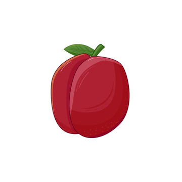 红色矢量李子水果手绘矢量插画