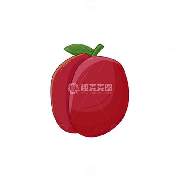 源文件下载【趣麦麦图】-红色矢量李子水果手绘矢量插画
