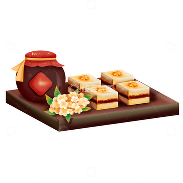 源文件下载【趣麦麦图】手绘秋天桂花糕美食装饰元素