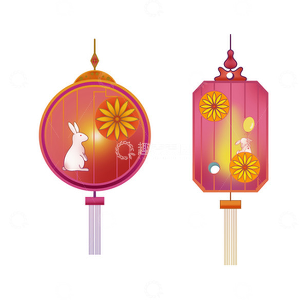 源文件下载【趣麦麦图】红色中国风手绘平面灯笼元素