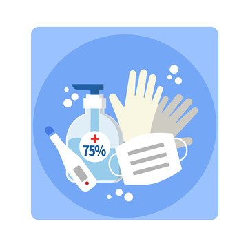 疫情防护新冠消毒常备用具手绘元素